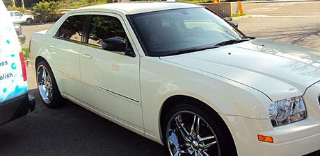 White Chrysler 300 after a detail by Lee's