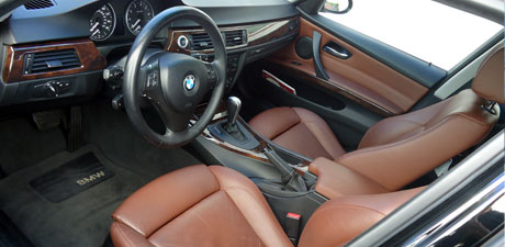 BMW interior after detailing - cognac leather seats and dash