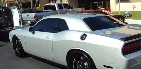 White Dodge Challenger detailed by Lee's