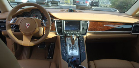 Porsche Panamera tan leather cabin after an interior detail