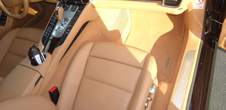 Porsche interior with conditioned tan leather seats
